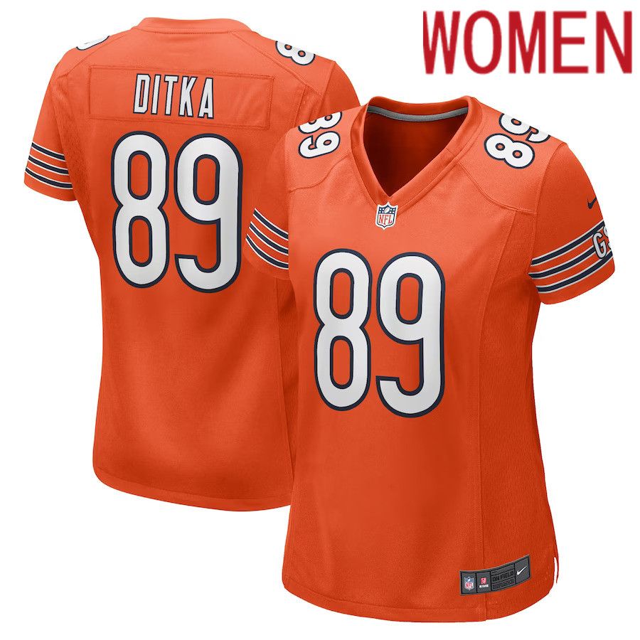 Women Chicago Bears #89 Mike Ditka Nike Orange Retired Player NFL Jersey